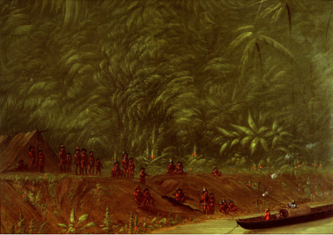 Un campement de Mura - Croquis de bateau - George Catlin