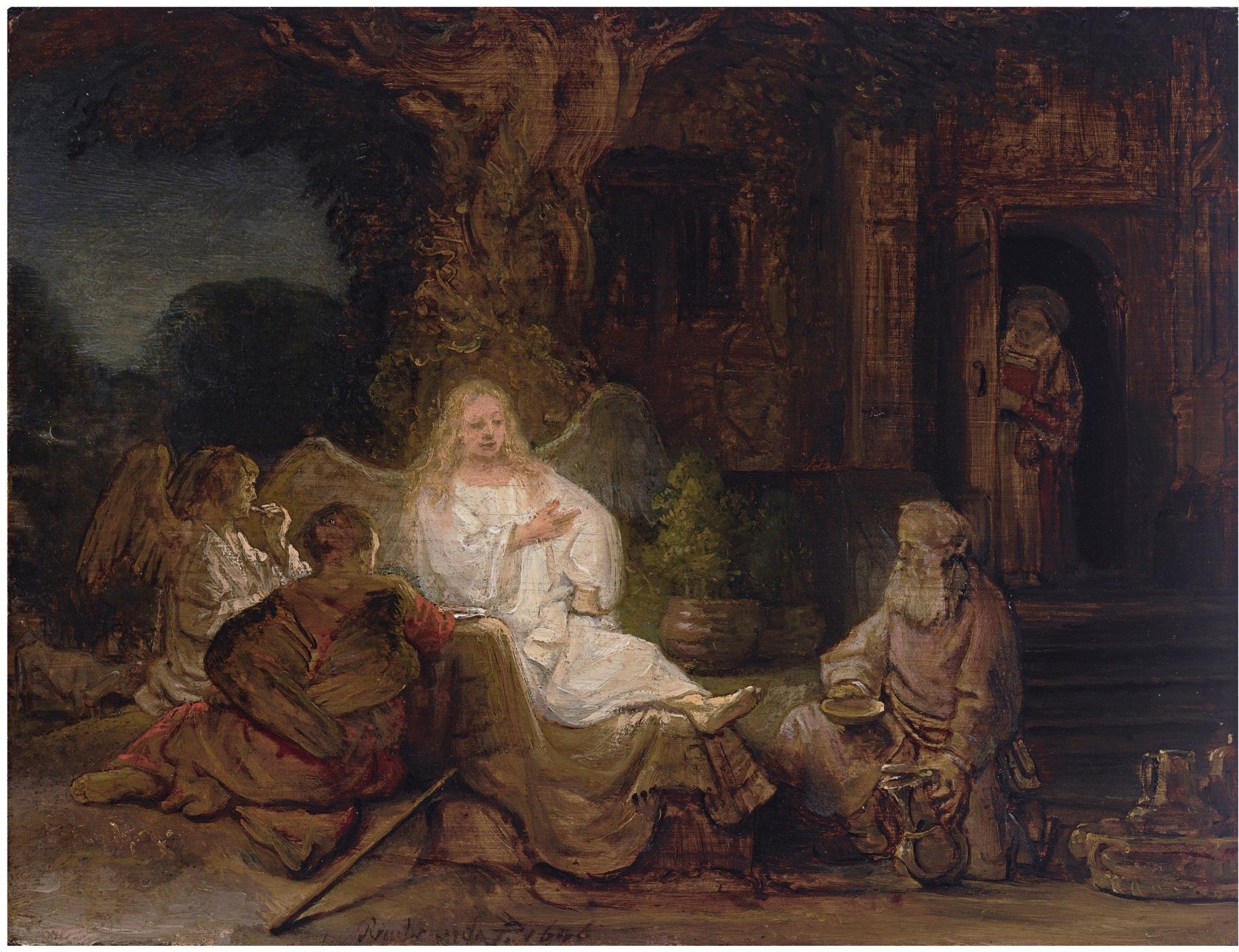 Reproduction du tableau « Abraham et les trois anges - Rembrandt » par Alpha Reproduction en peinture à l’huile