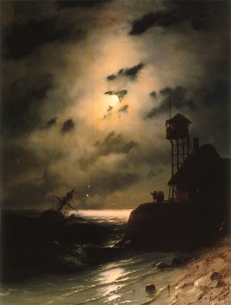 Paysage marin au clair de lune avec épave - Ivan Aïvazovski
