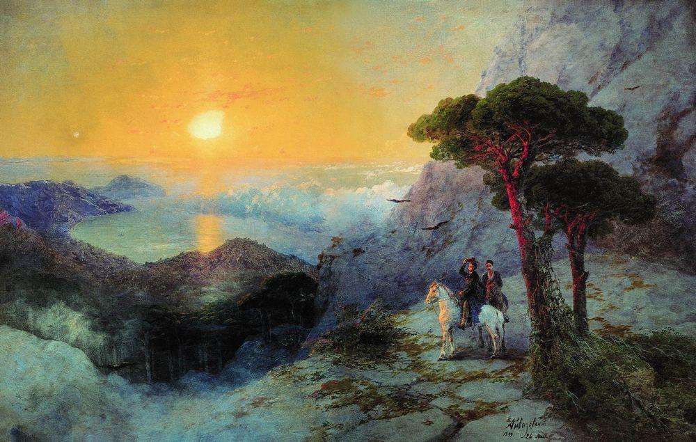 Alexandre Pouchkine au sommet d'Aï-Petri au lever du soleil - Ivan Aïvazovski