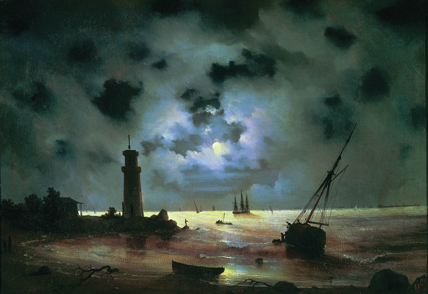 Côte de nuit. Près du phare - Ivan Aïvazovski