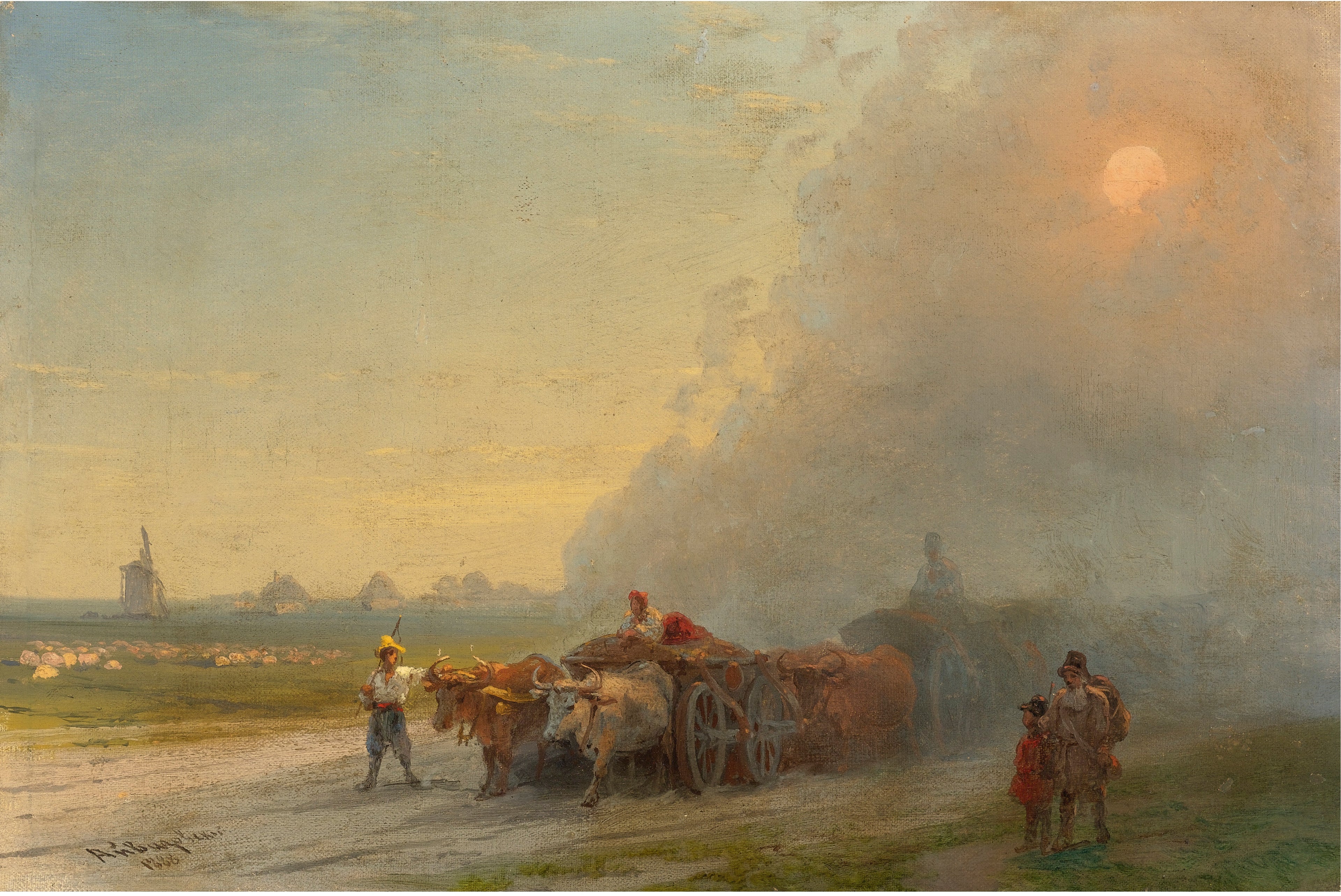 Chars à bœufs dans la steppe ukrainienne - Ivan Aïvazovski