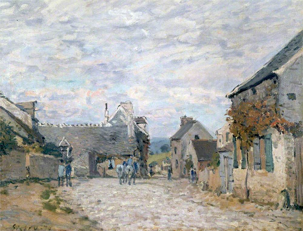 Reproduction du tableau « La petite place, la rue du village - Alfred Sisley » par Alpha Reproduction en peinture à l’huile