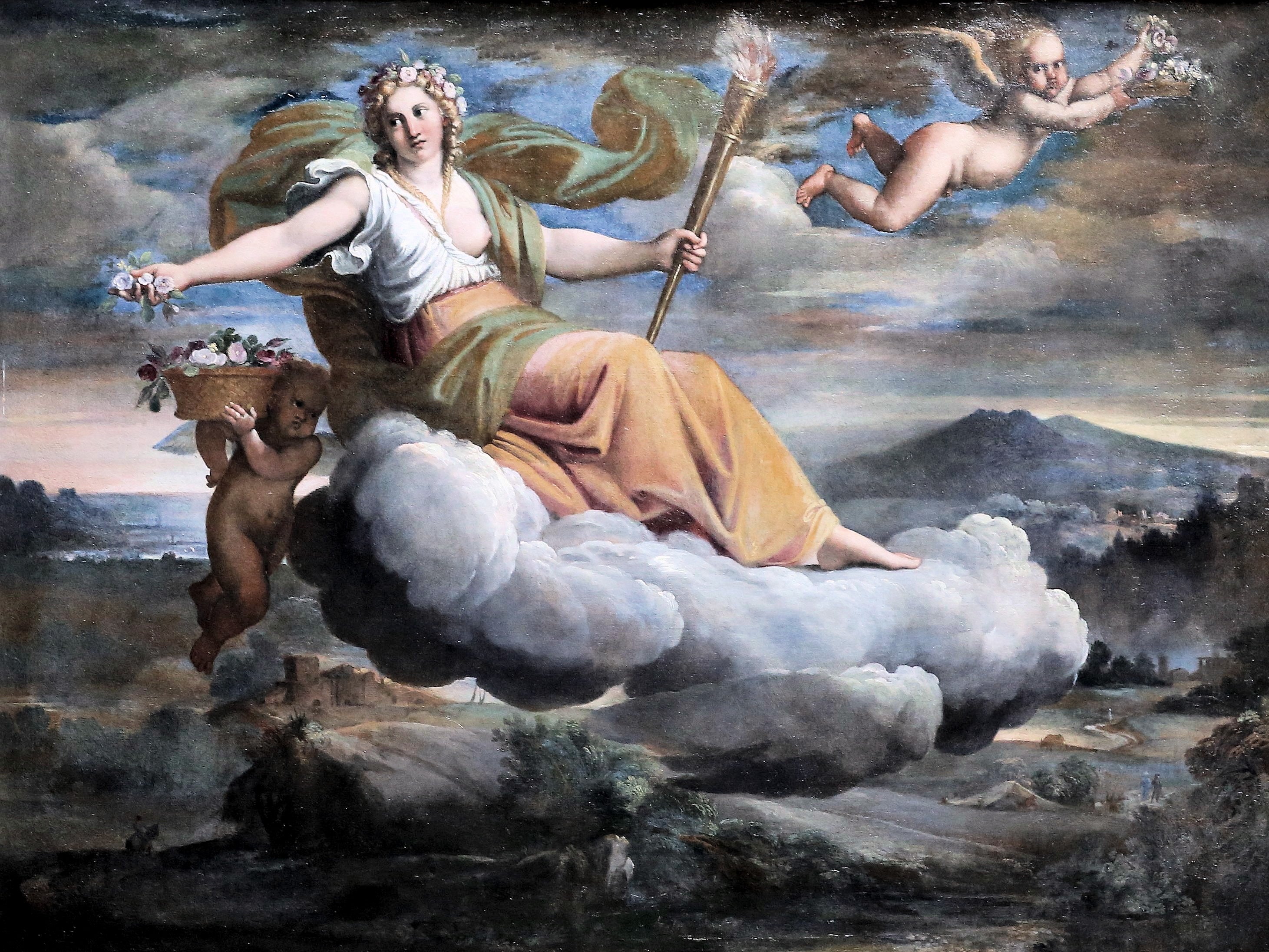 L'Aurore parsemant des fleurs et tenant une torche - Annibale Carracci