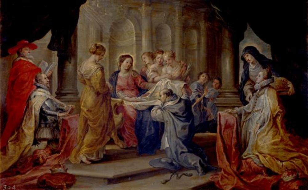 Saint Ildefonse recevant la chasuble de la Vierge, en présence de l'archiduc Albert et de l'infante Isabelle - Peter Paul Rubens