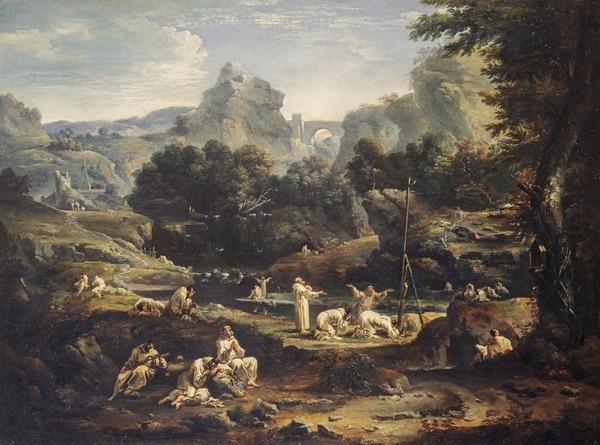 Paysage avec des moines - Sebastiano Ricci