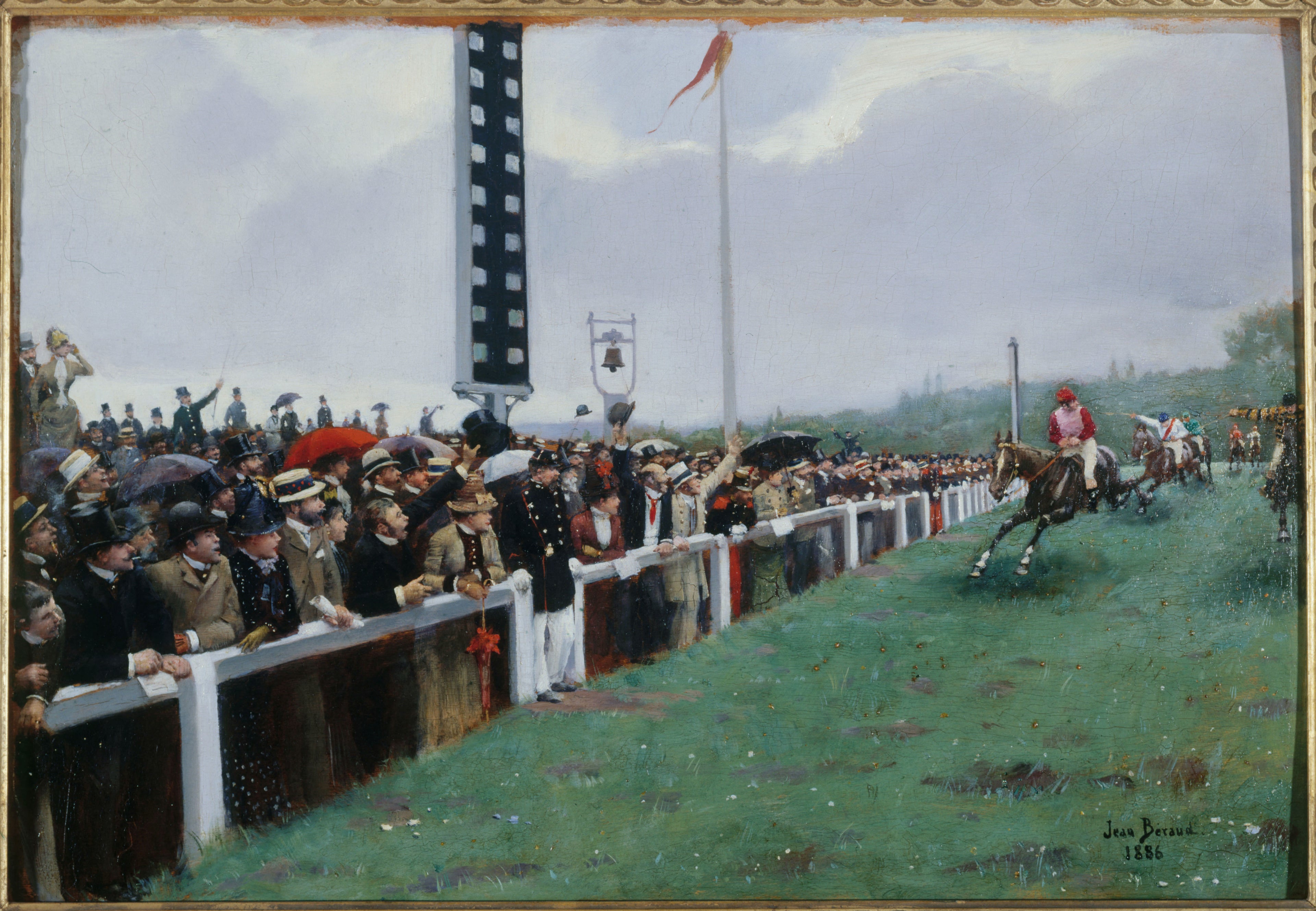 Cours à Longchamp ; l'arrivée au poteau - Jean Béraud