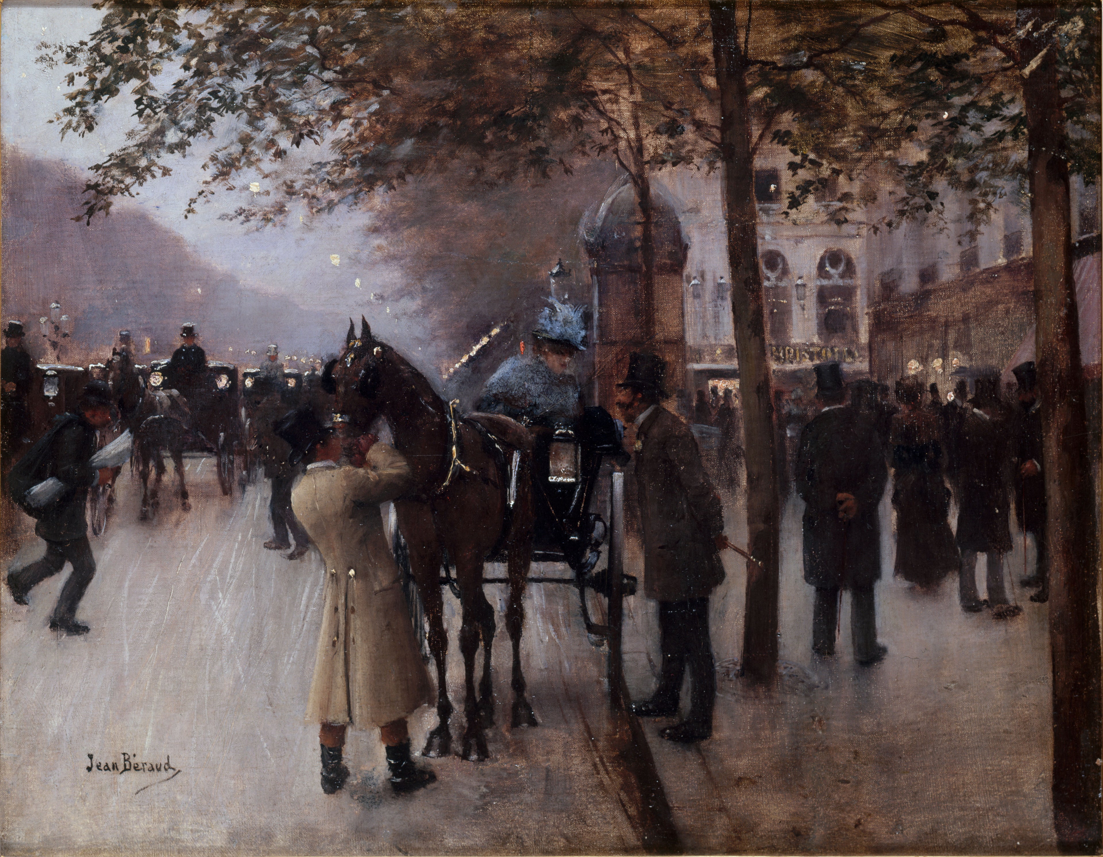 Le boulevard des Capucines, le soir, devant le Café Napolitain - Jean Béraud