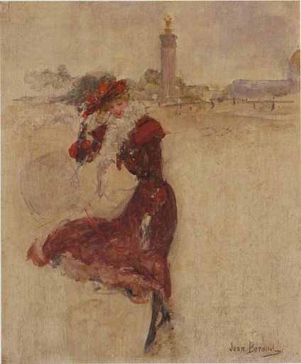 Parisienne en robe rouge - Jean Béraud