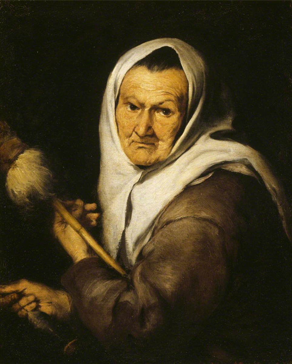 Une vieille femme tenant une quenouille et un fuseau - Bartolomé Esteban Murillo