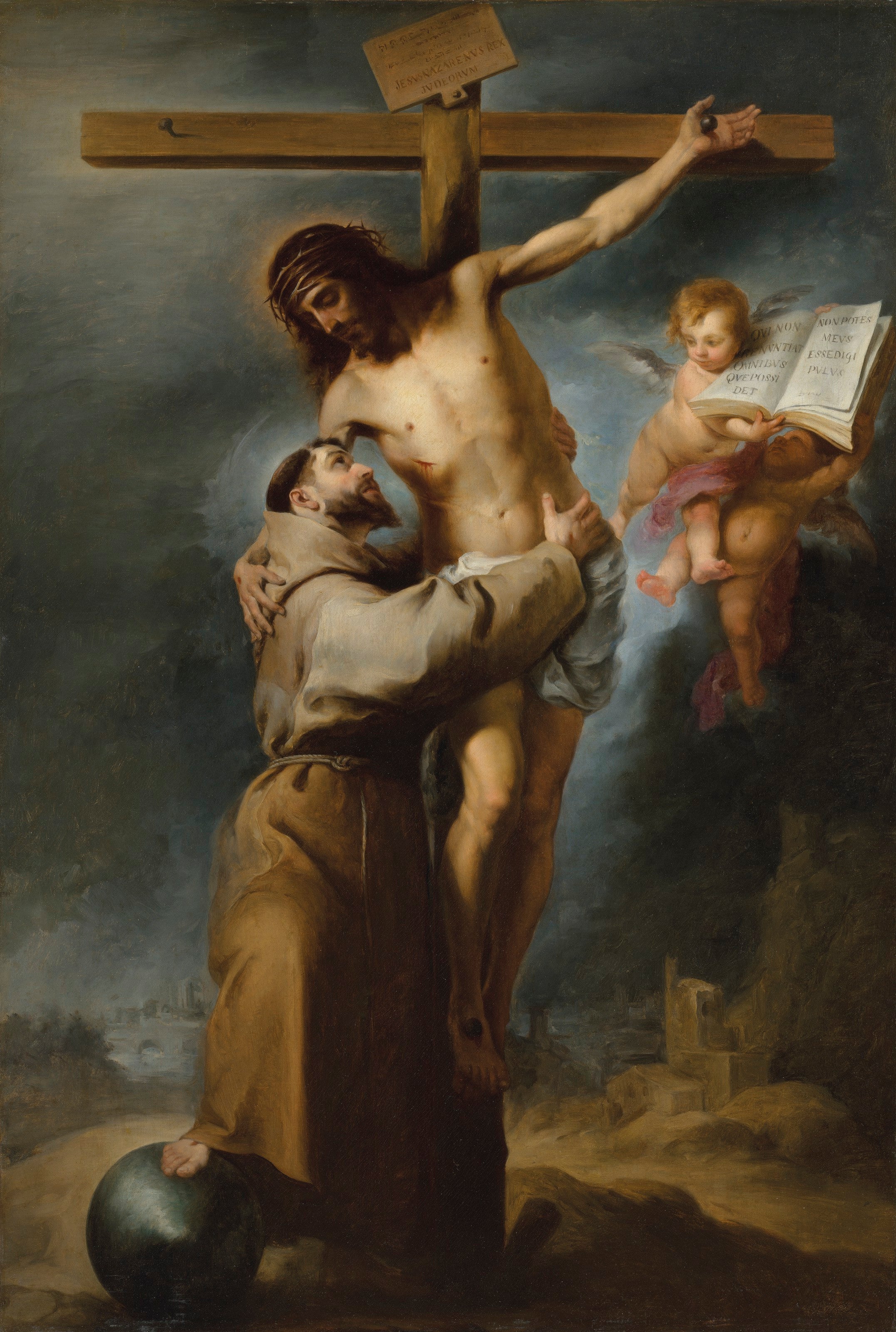 Saint François d'Assise embrassant le Christ crucifié - Bartolomé Esteban Murillo