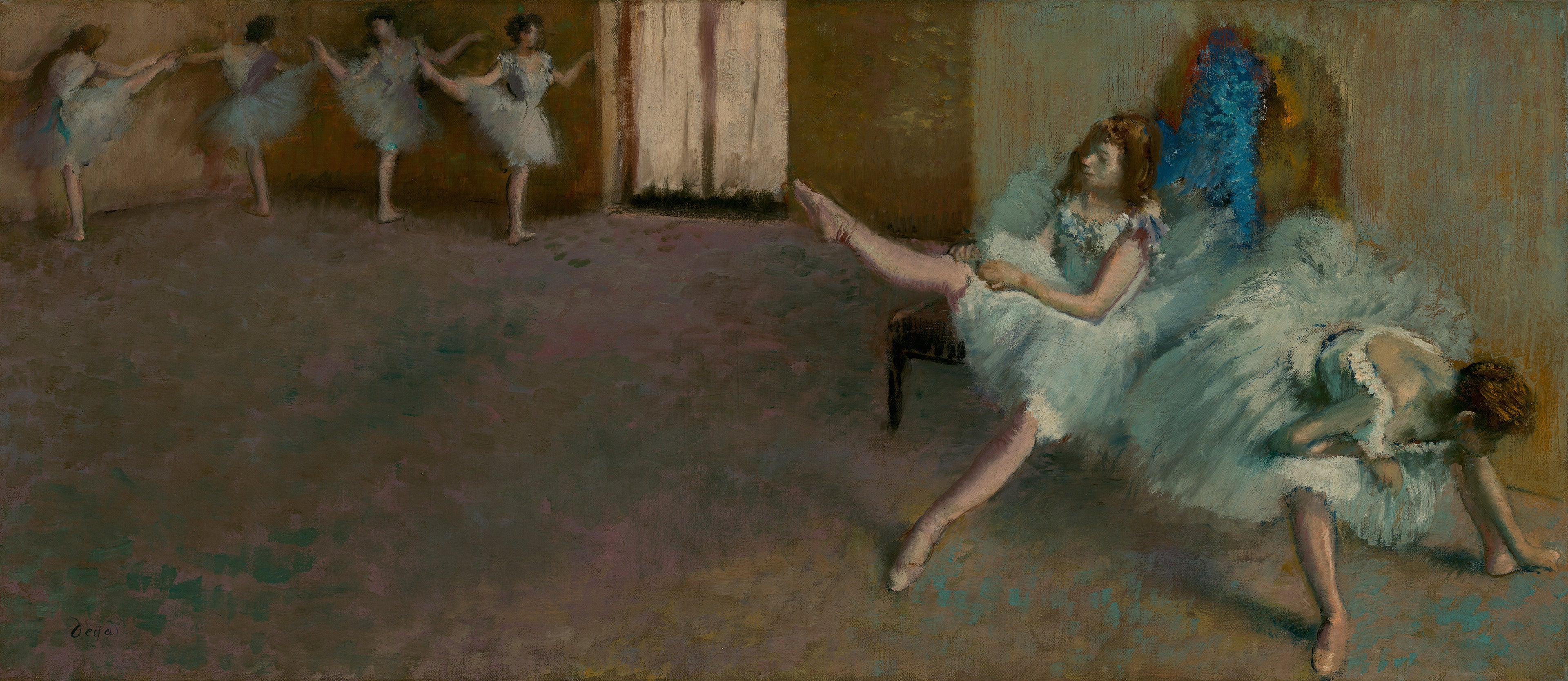 Reproduction du tableau « Avant le ballet - Edgar Degas » par Alpha Reproduction en peinture à l’huile
