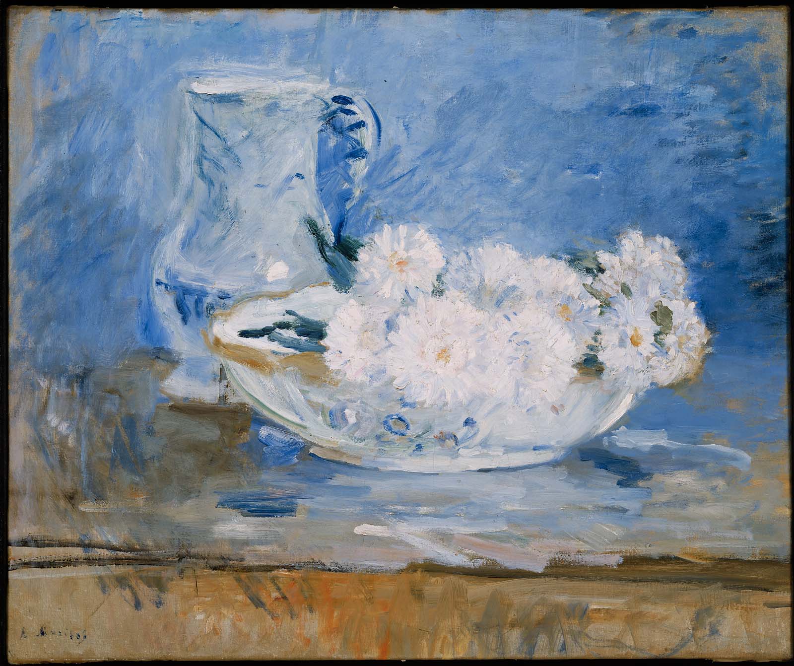 Reproduction du tableau « Fleurs blanches dans un bol - Berthe Morisot » par Alpha Reproduction en peinture à l’huile