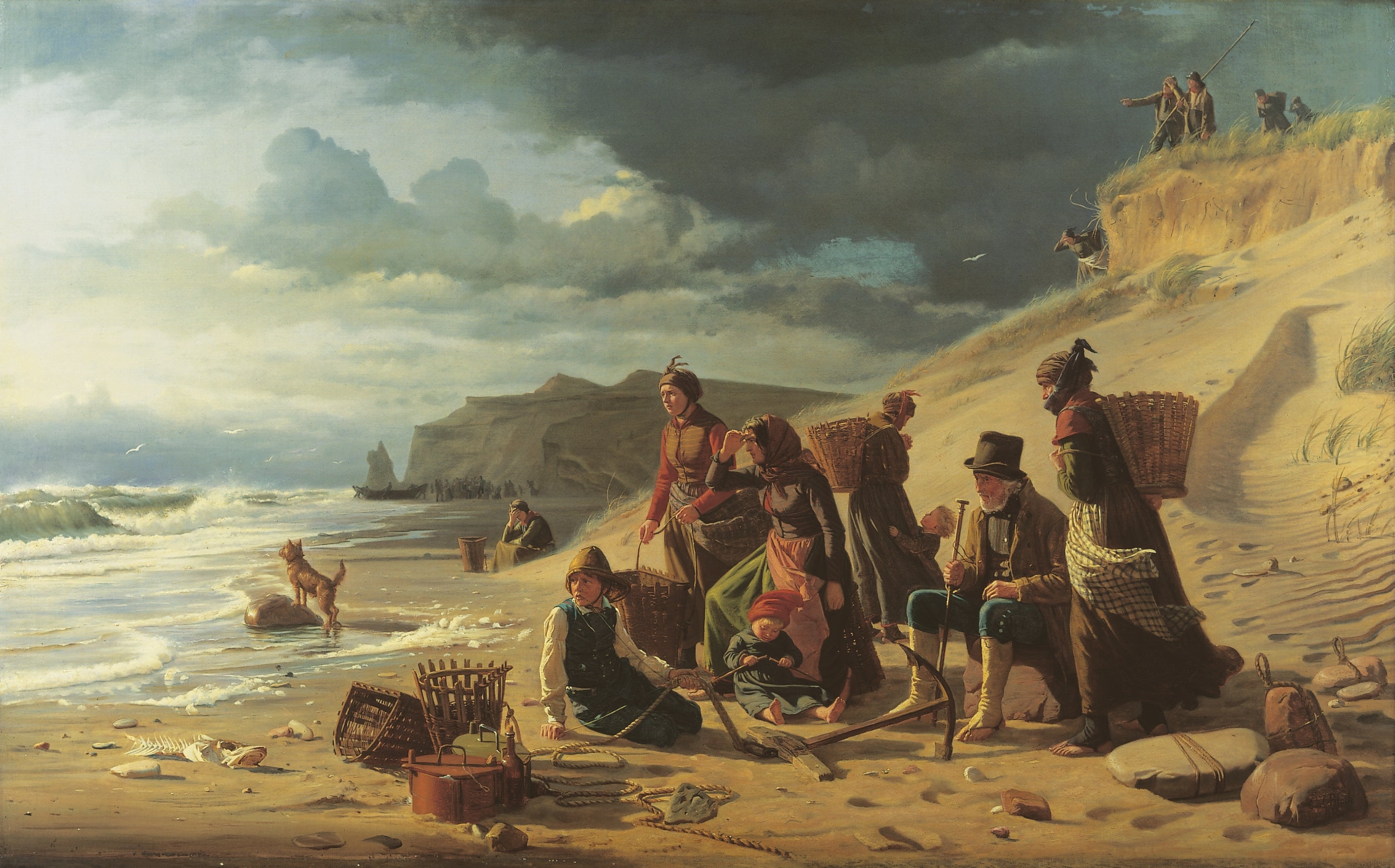 Des familles de pêcheurs attendent leur retour à l'approche d'une tempête. Depuis la côte ouest du Jutland. - Carl Heinrich Bloch