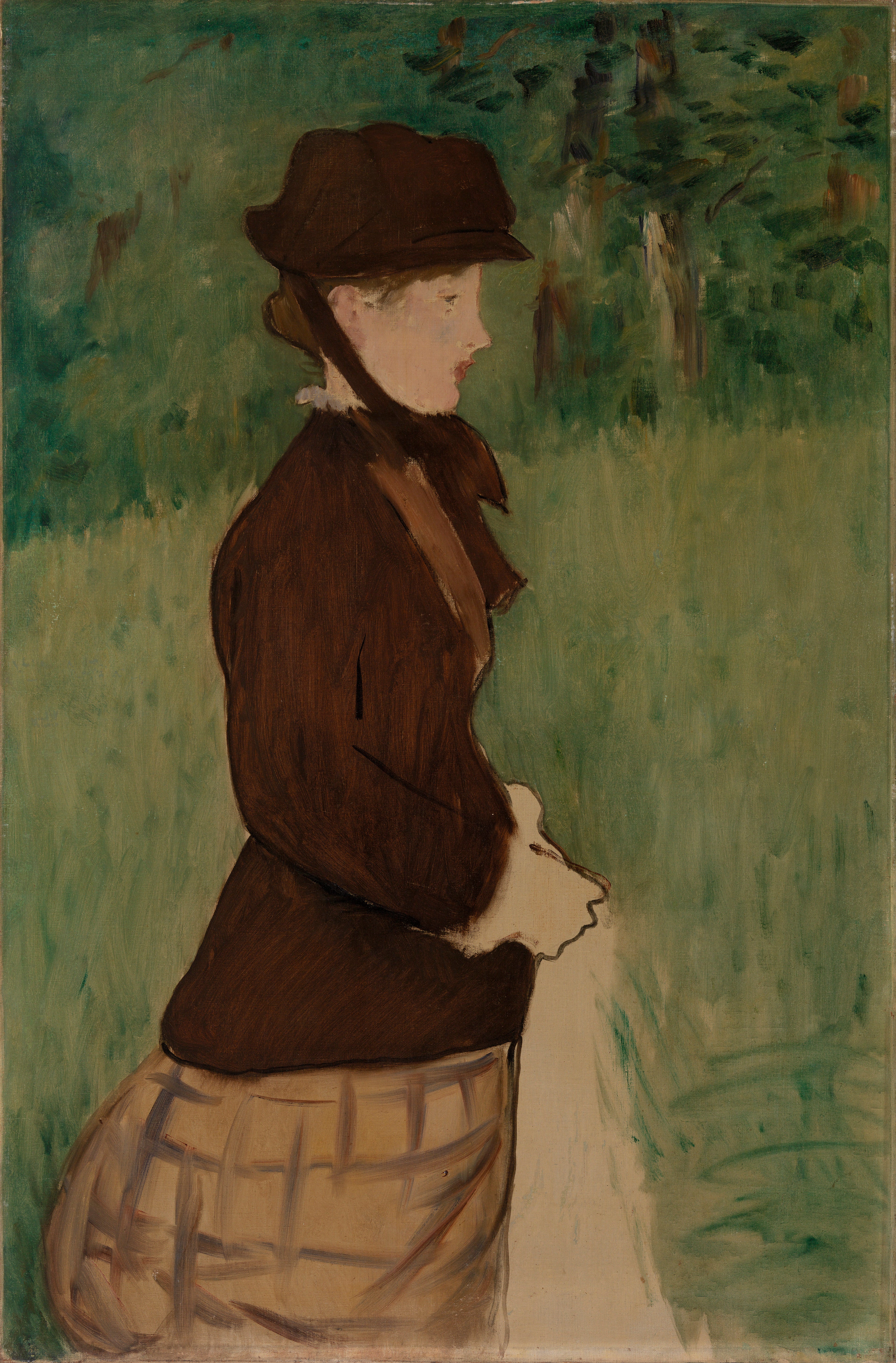 Reproduction du tableau « Jeune femme dans un jardin - Édouard Manet » par Alpha Reproduction en peinture à l’huile