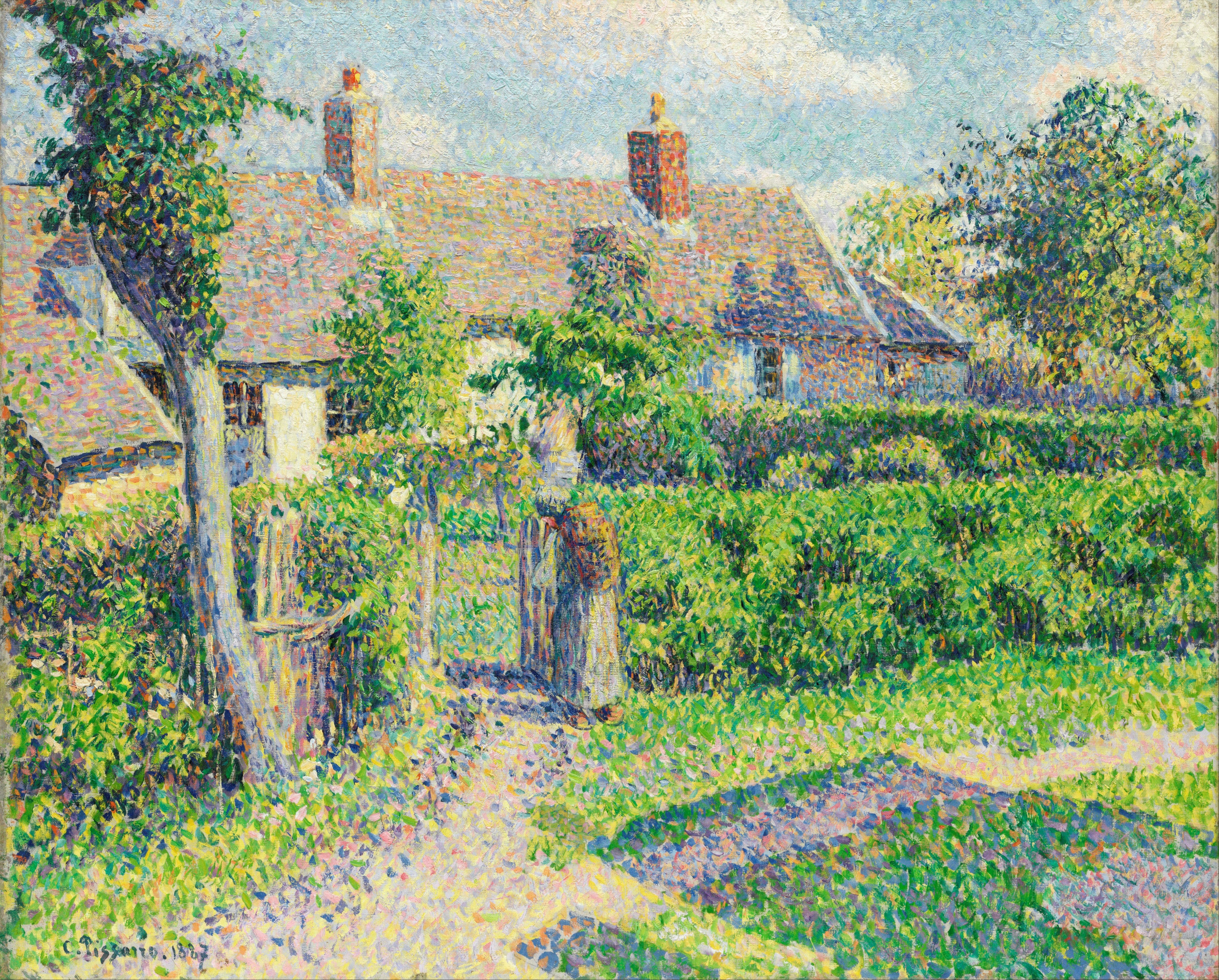 Reproduction du tableau « Maisons paysannes, Eragny - Camille Pissarro » par Alpha Reproduction en peinture à l’huile