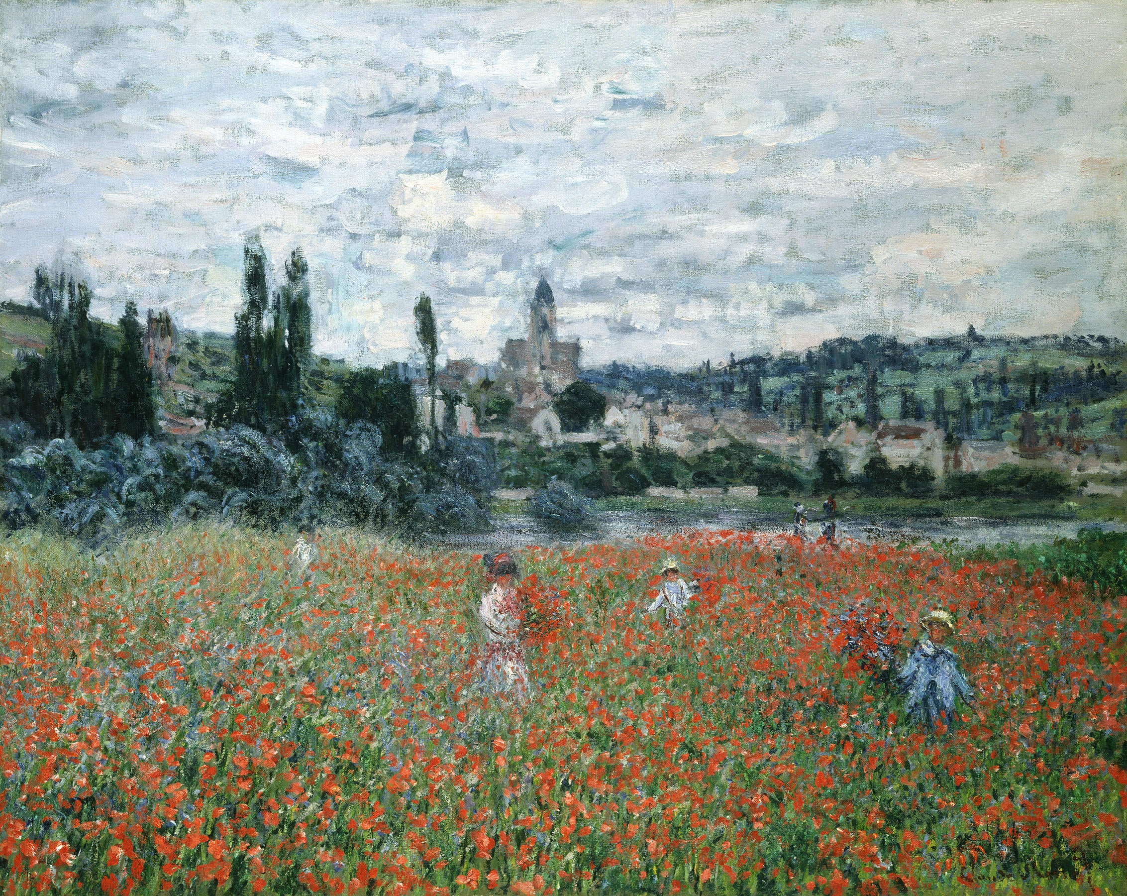 Reproduction du tableau « Les Coquelicots près de Vétheuil - Claude Monet » par Alpha Reproduction en peinture à l’huile