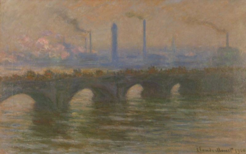 Reproduction du tableau « Le pont de Waterloo, météo nuageuse - Claude Monet » par Alpha Reproduction en peinture à l’huile