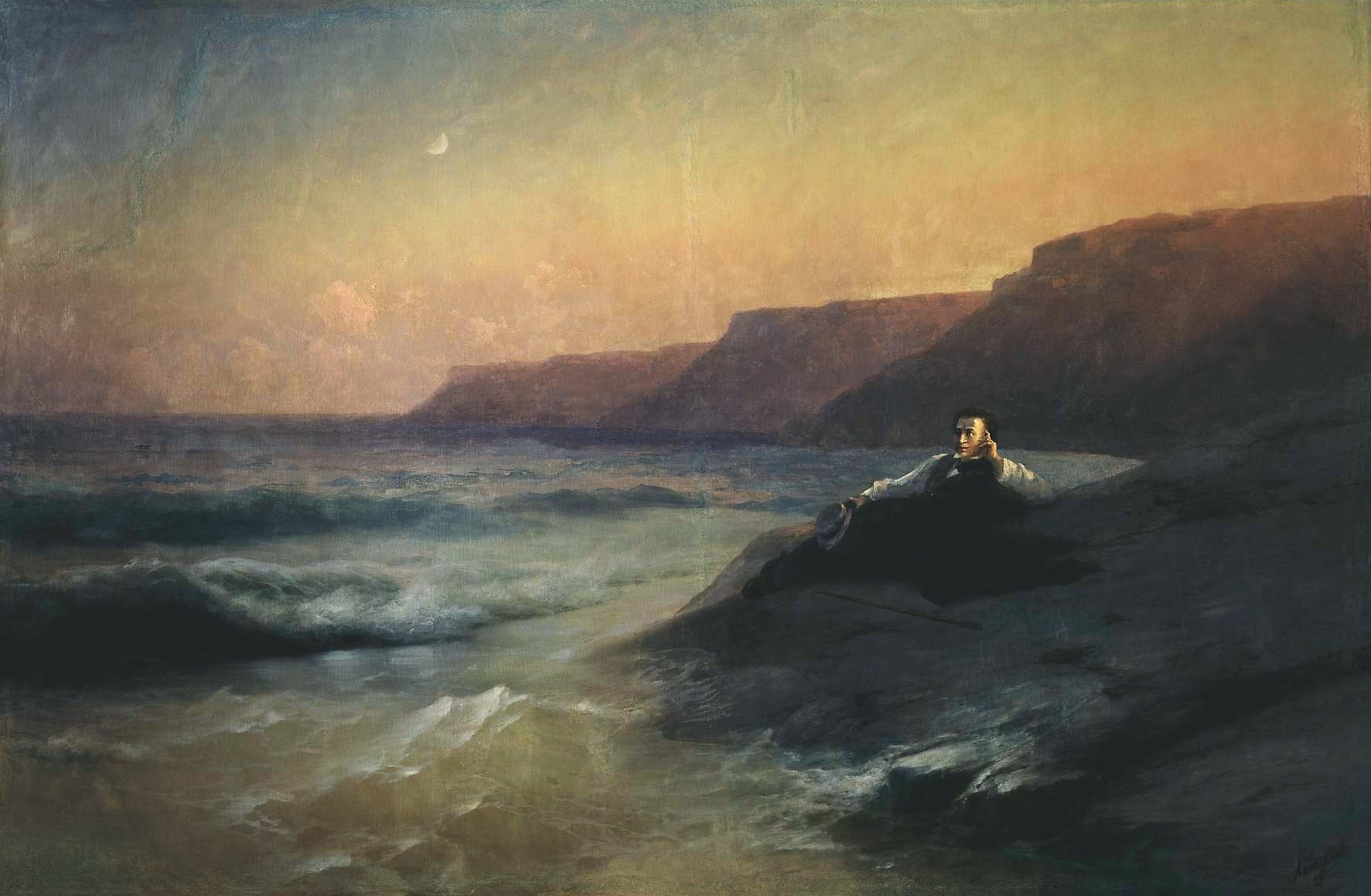 Alexandre Pouchkine sur la côte de la Mer noire - Ivan Aïvazovski