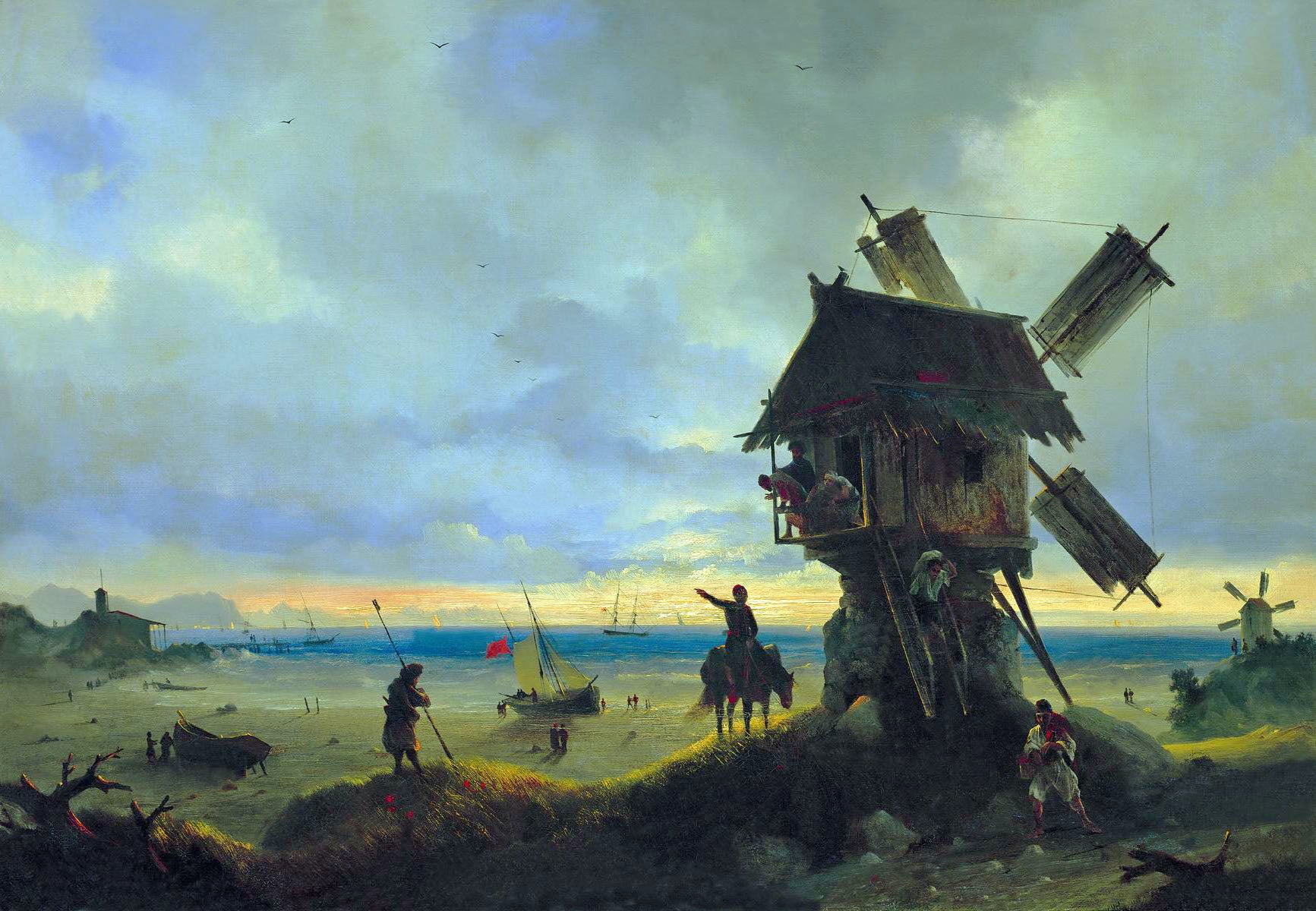 Moulin à vent au bord de la mer - Ivan Aïvazovski