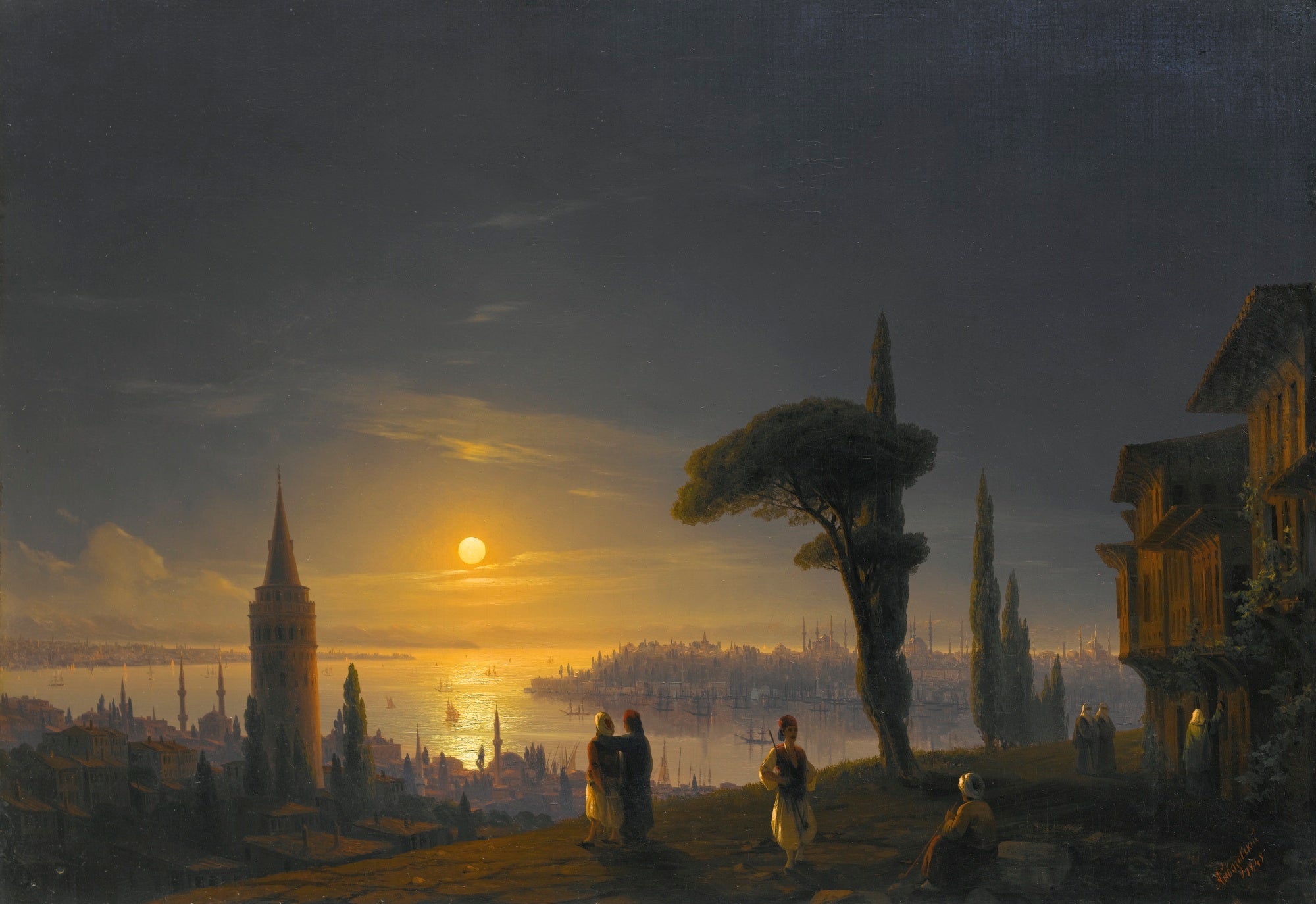 La tour de Galata au clair de lune - Ivan Aïvazovski