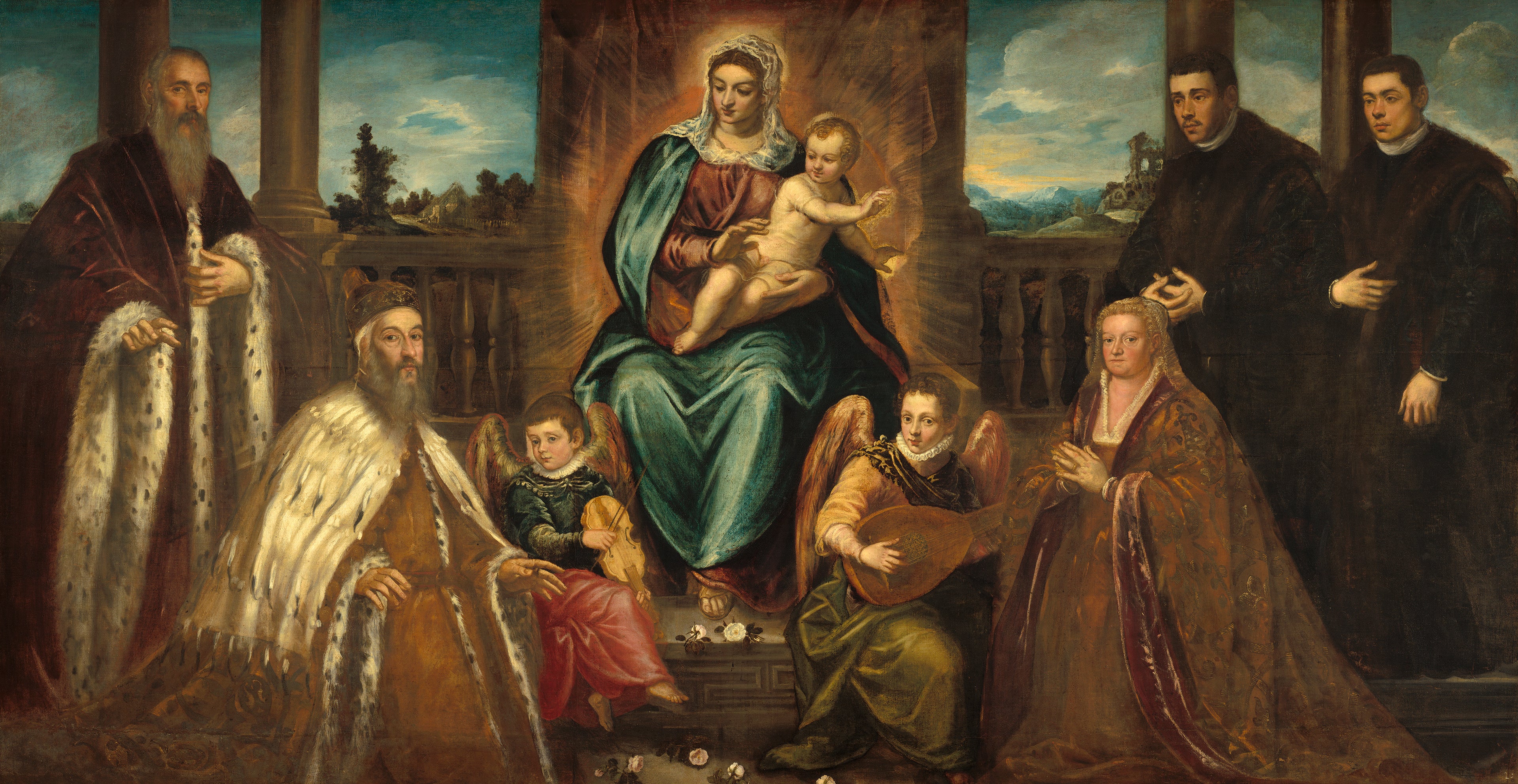 Le doge Alvise Mocenigo et sa famille devant la Vierge à l'Enfant - Jacopo Tintoretto