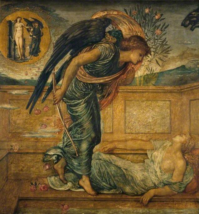 Cupidon et Psyché - Peintures murales vertes du palais - Edward Burne-Jones