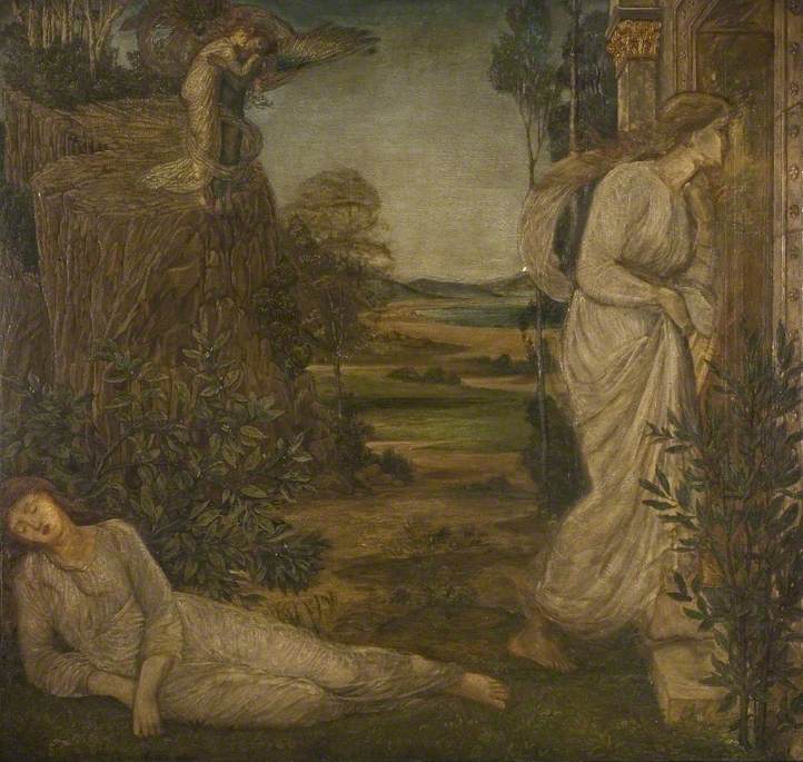 Cupidon et Psyché - Peintures murales vertes du palais - Edward Burne-Jones