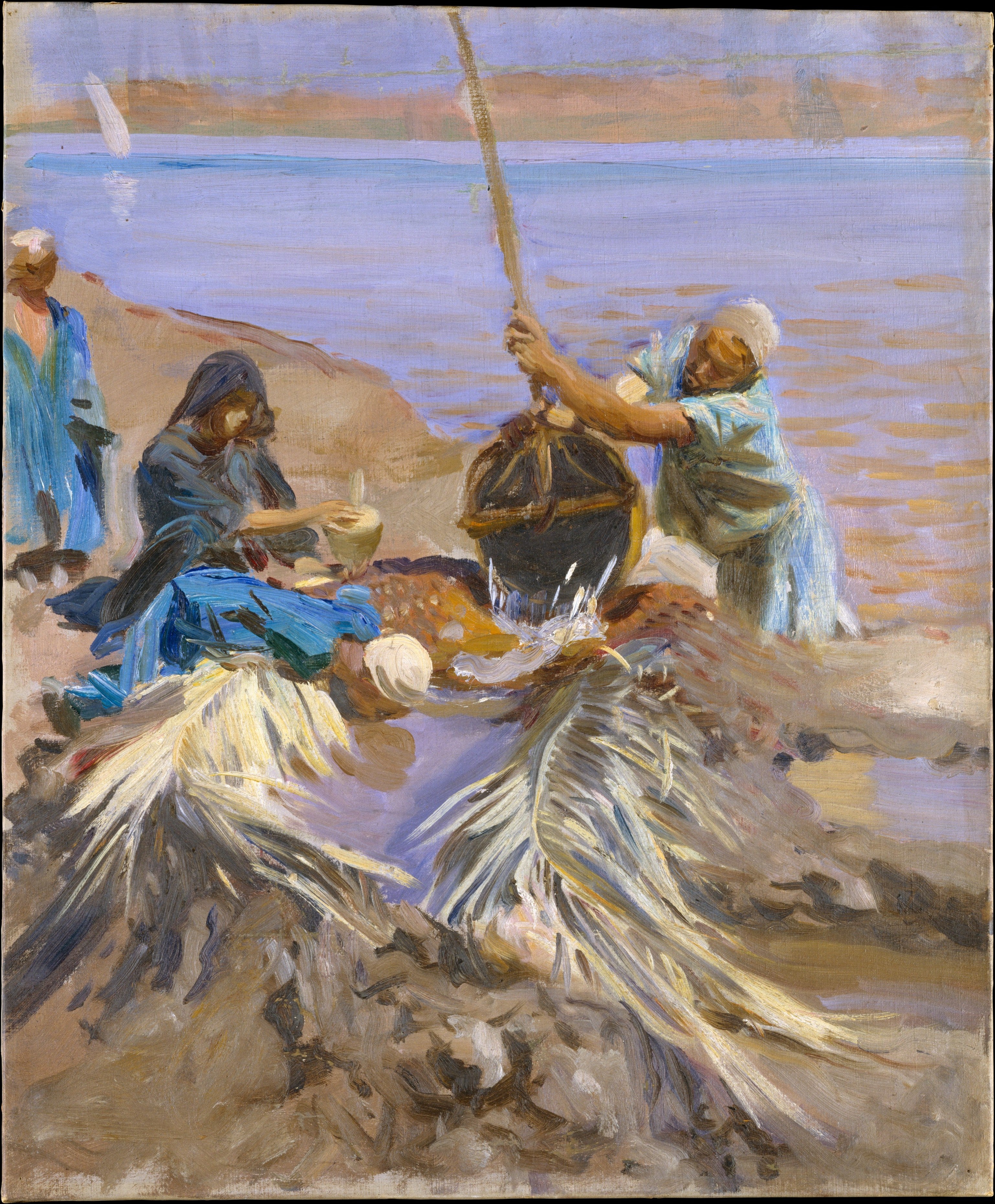 Reproduction du tableau « Les Égyptiens font monter l'eau du Nil - John Singer Sargent » par Alpha Reproduction en peinture à l’huile