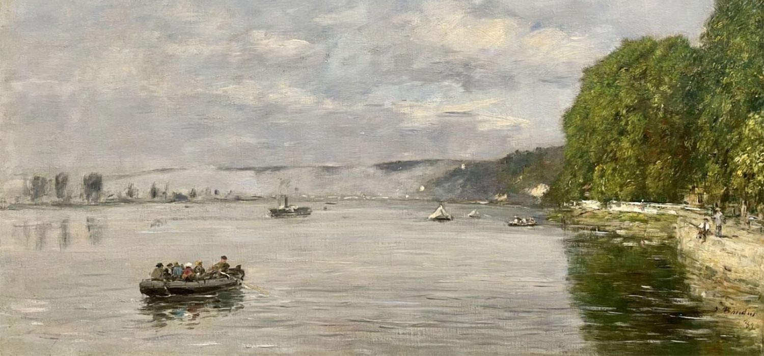 Reproduction du tableau « Caudebec-en-Caux, bateaux sur la Seine - Eugène Boudin » par Alpha Reproduction en peinture à l’huile