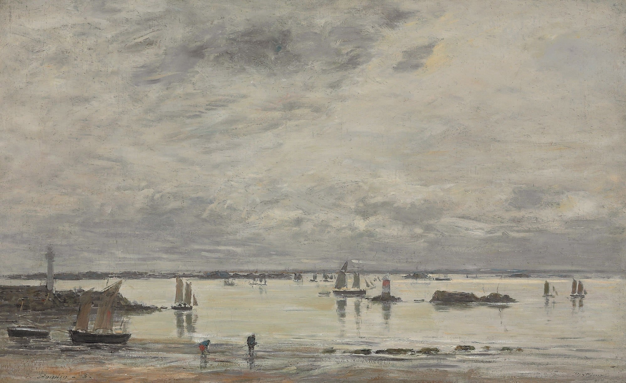 Reproduction du tableau « Portrieux, le port marée basse - Eugène Boudin » par Alpha Reproduction en peinture à l’huile