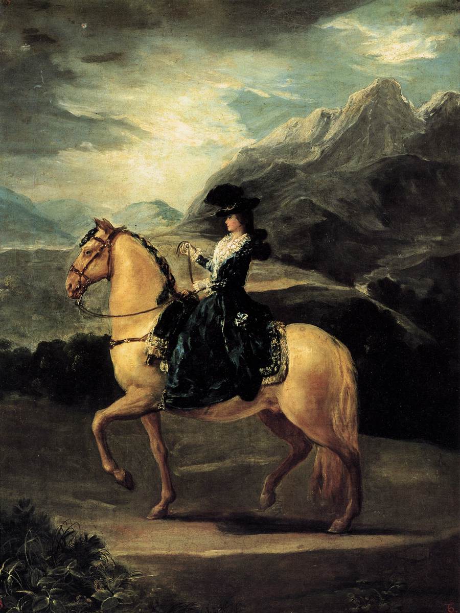 Reproduction du tableau « Portrait de María Teresa de Vallabriga à cheval - Francisco de Goya » par Alpha Reproduction en peinture à l’huile