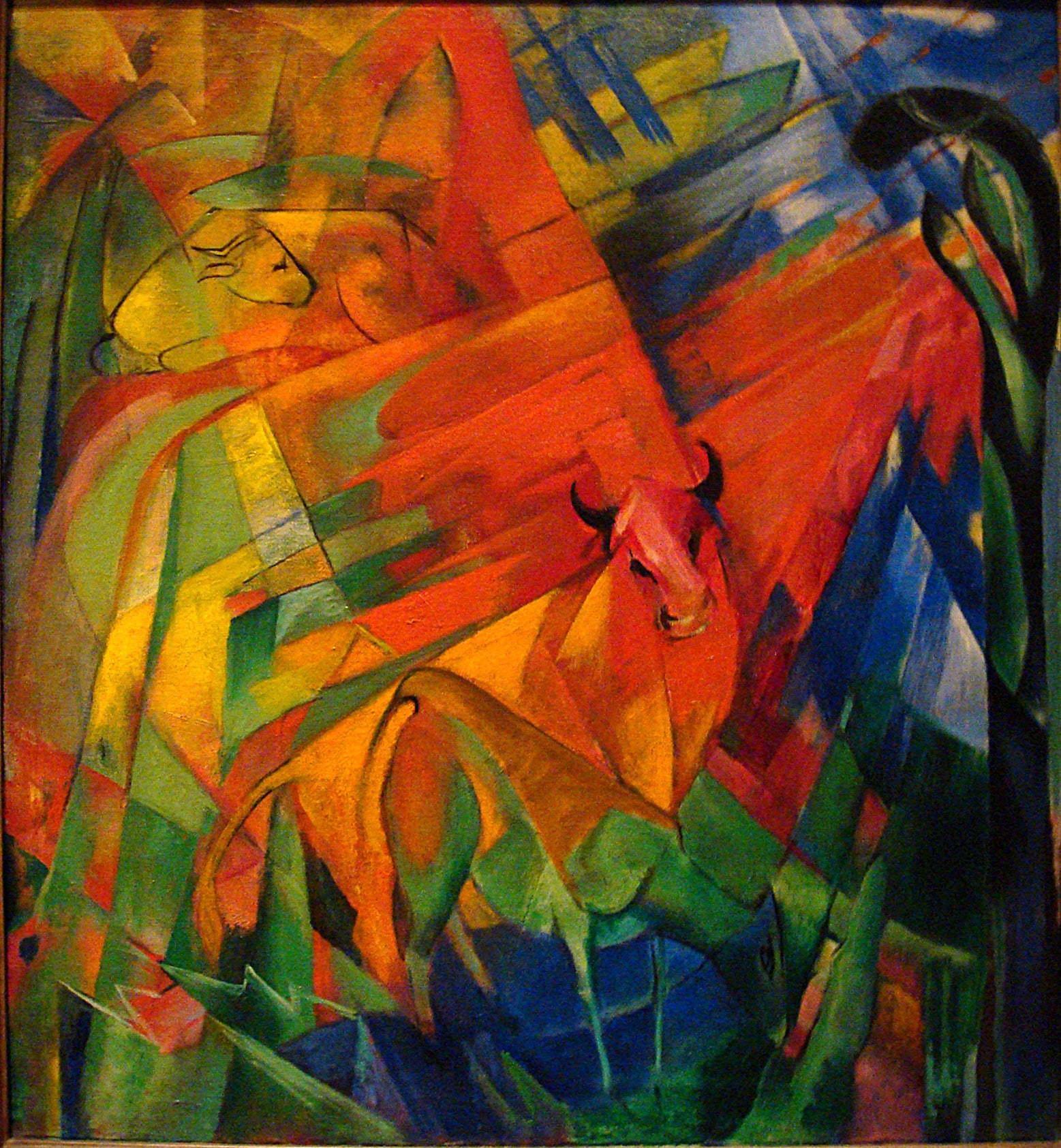 Reproduction du tableau « Animaux dans un paysage - Franz Marc » par Alpha Reproduction en peinture à l’huile
