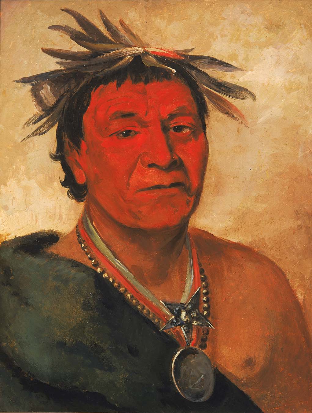 O-ho-páh-sha, Small Whoop, un guerrier distingué - George Catlin