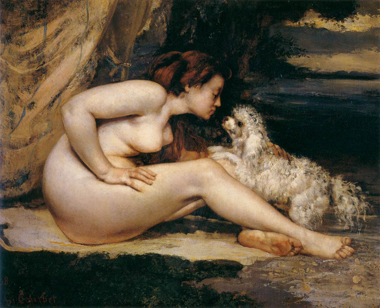 Femme nue au chien - Gustave Courbet