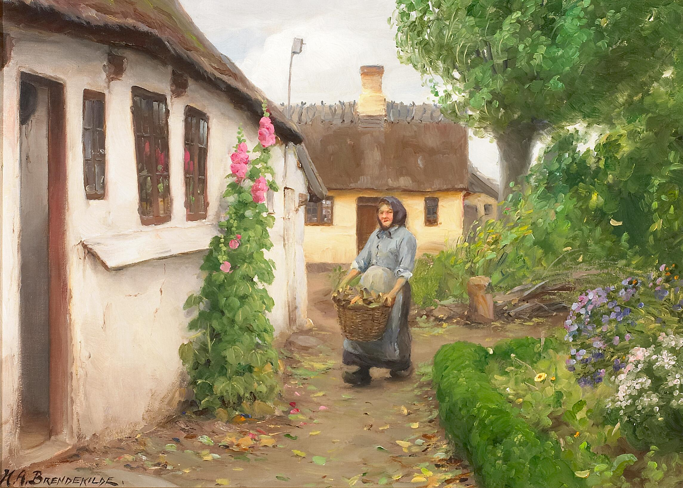 Le bois de chauffage est transporté jusqu'à la maison. - H. A. Brendekilde