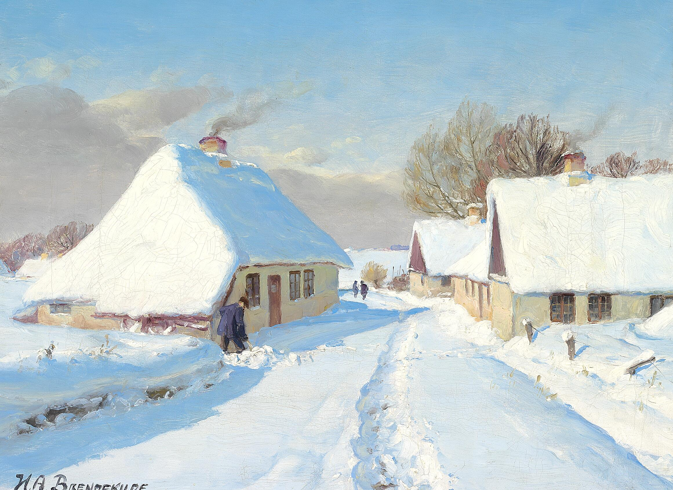 Un village couvert de neige. - H. A. Brendekilde