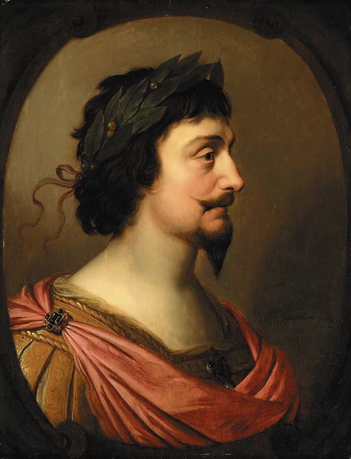 Portrait du roi Frédéric V de Bohême, en buste, de profil, à la romaine, dans un cartouche ovale feint - Gerrit van Honthorst
