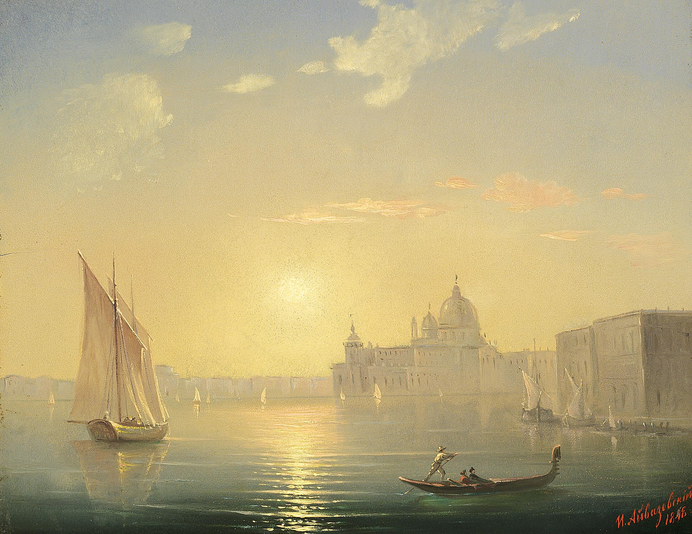 Le Canal Grande avec vue sur Santa Maria della Salute au coucher du soleil. - Ivan Aïvazovski