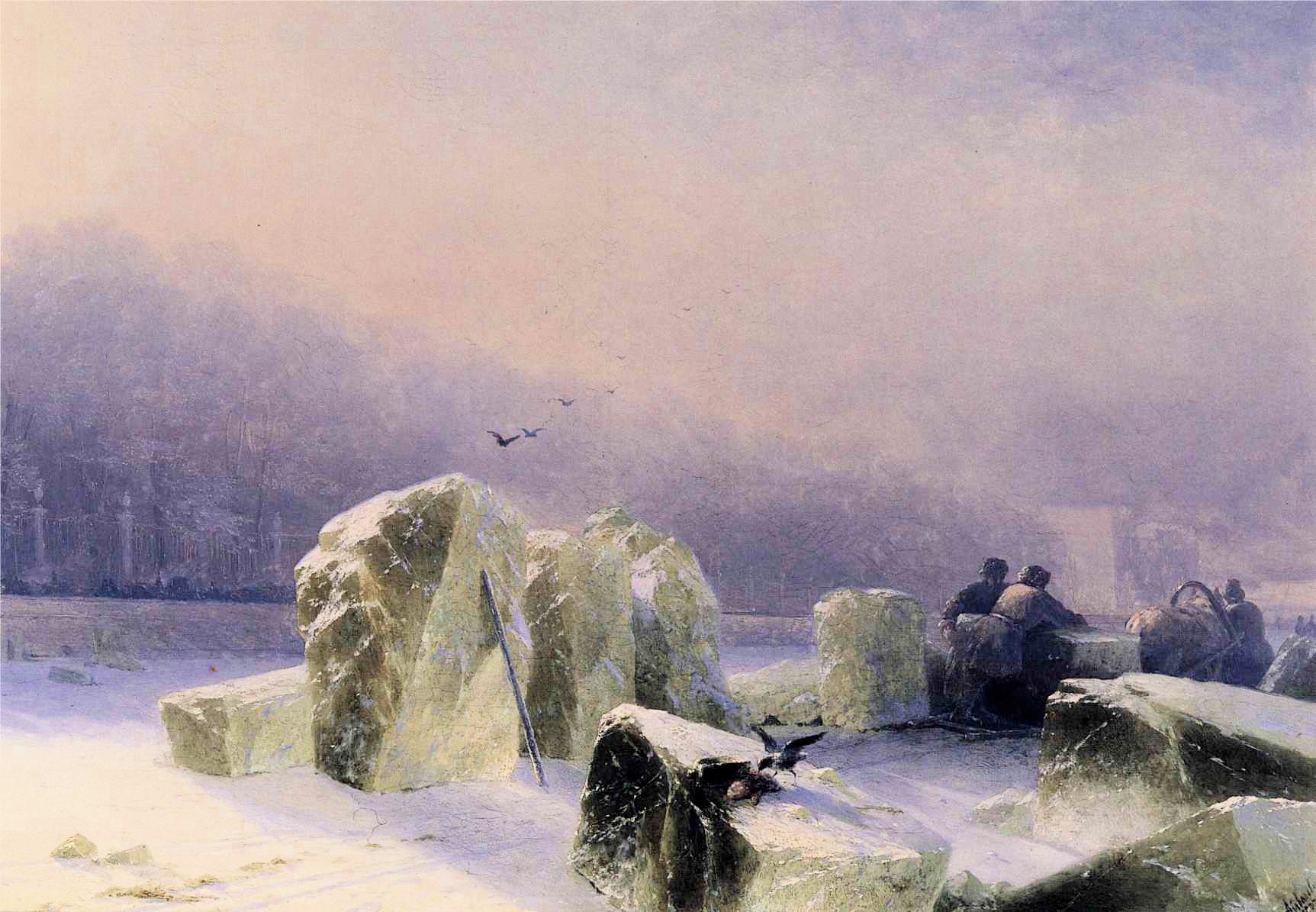 Brise-glace sur la Neva gelée à Saint-Pétersbourg - Ivan Aïvazovski