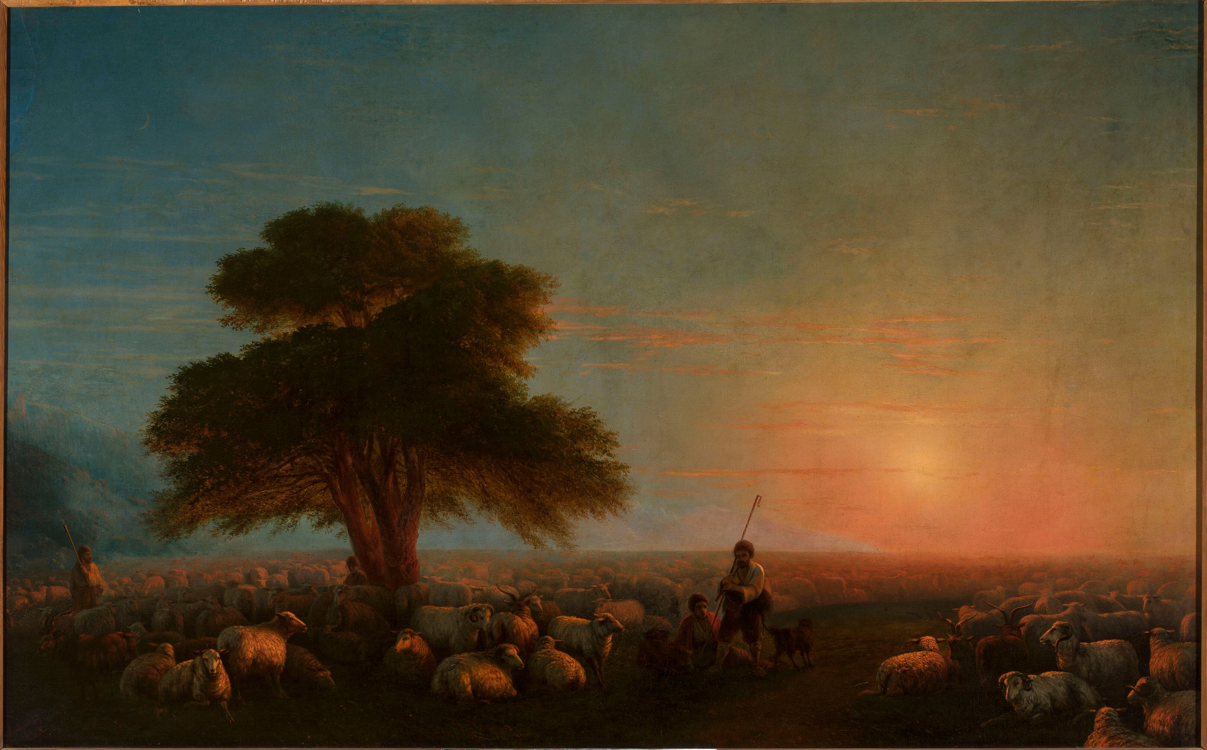 Les bergers avec un troupeau de moutons. - Ivan Aïvazovski