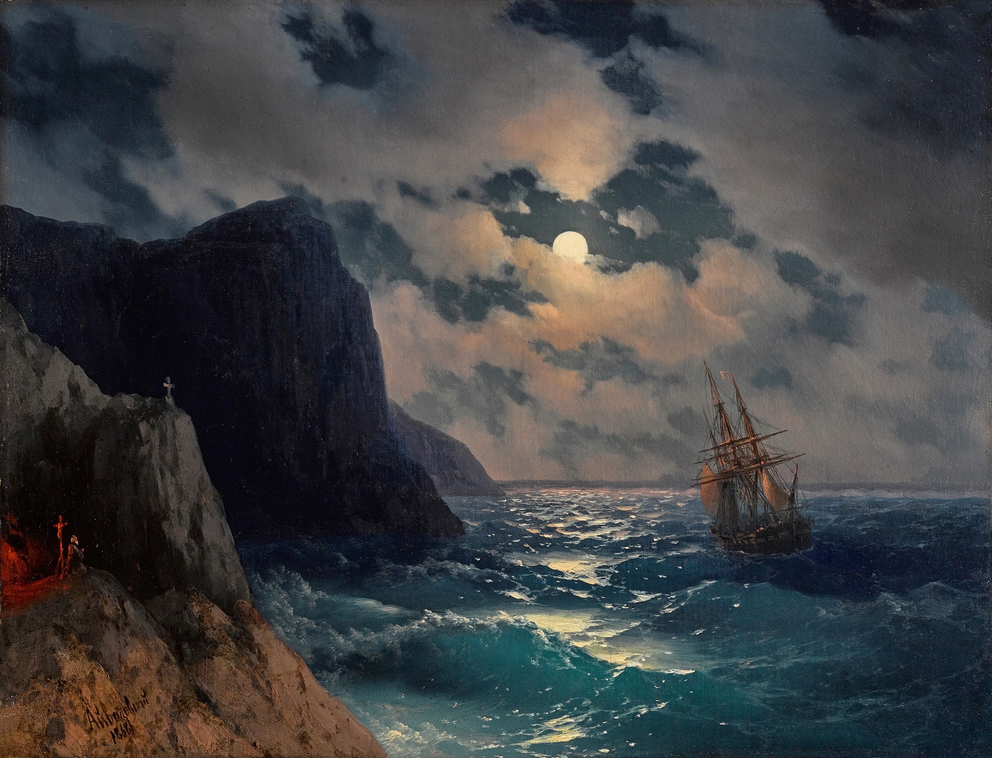 Passage d'un navire par une nuit de pleine lune - Ivan Aïvazovski