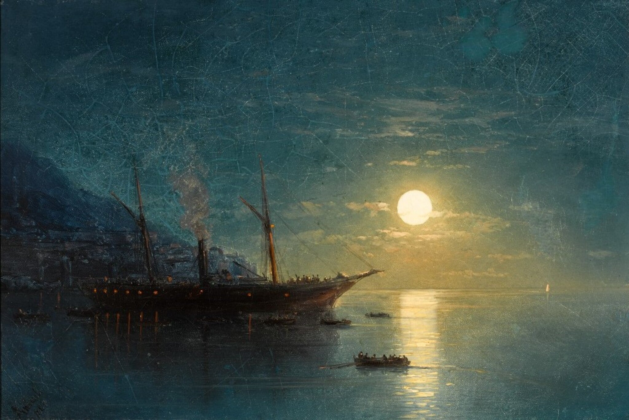 Bateau à vapeur par une nuit de clair de lune - Ivan Aïvazovski