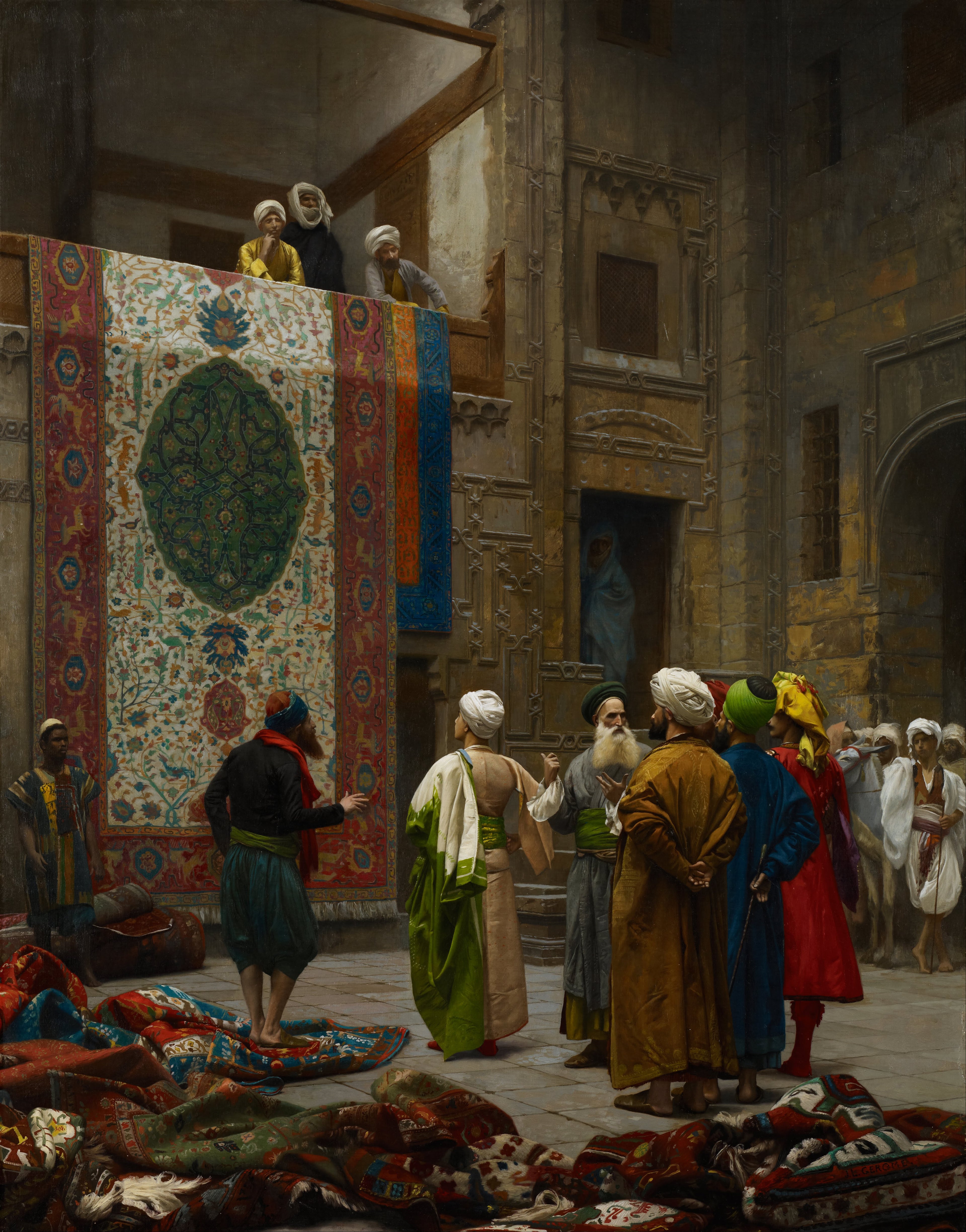 Reproduction du tableau « Marchand de tapis au Caire - Jean-Léon Gérôme » par Alpha Reproduction en peinture à l’huile