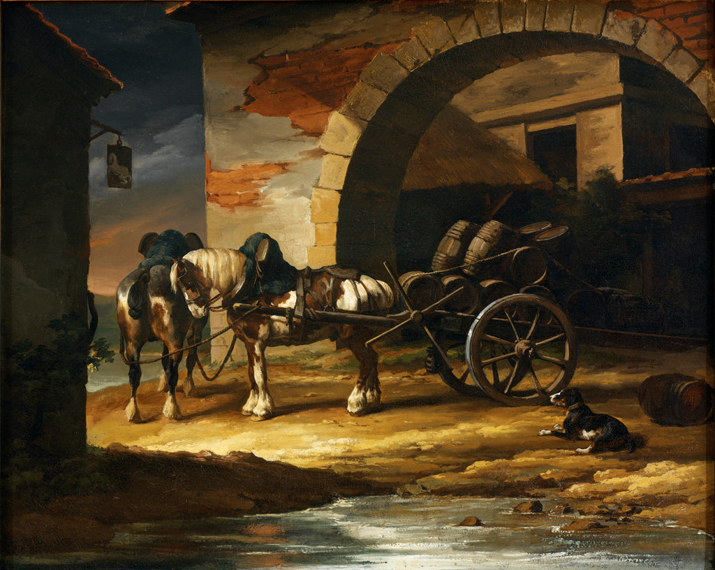 Reproduction du tableau « Un chariot chargé de fûts - Théodore Géricault » par Alpha Reproduction en peinture à l’huile