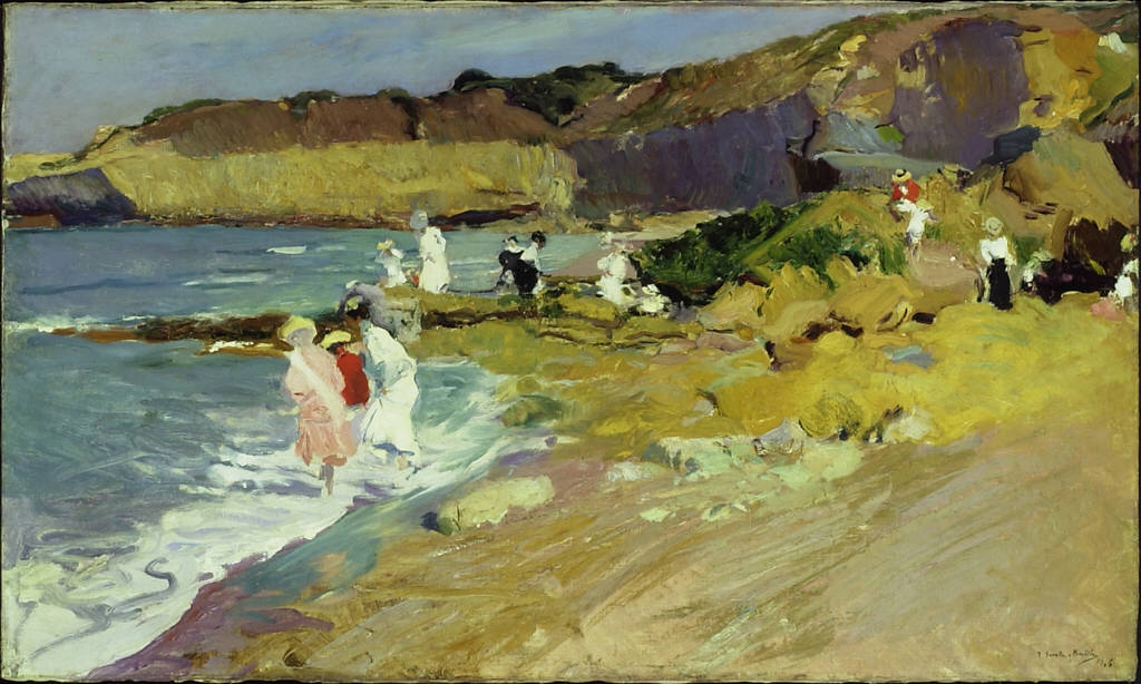Reproduction du tableau « Rochers du phare, Biarritz - Joaquín Sorolla » par Alpha Reproduction en peinture à l’huile