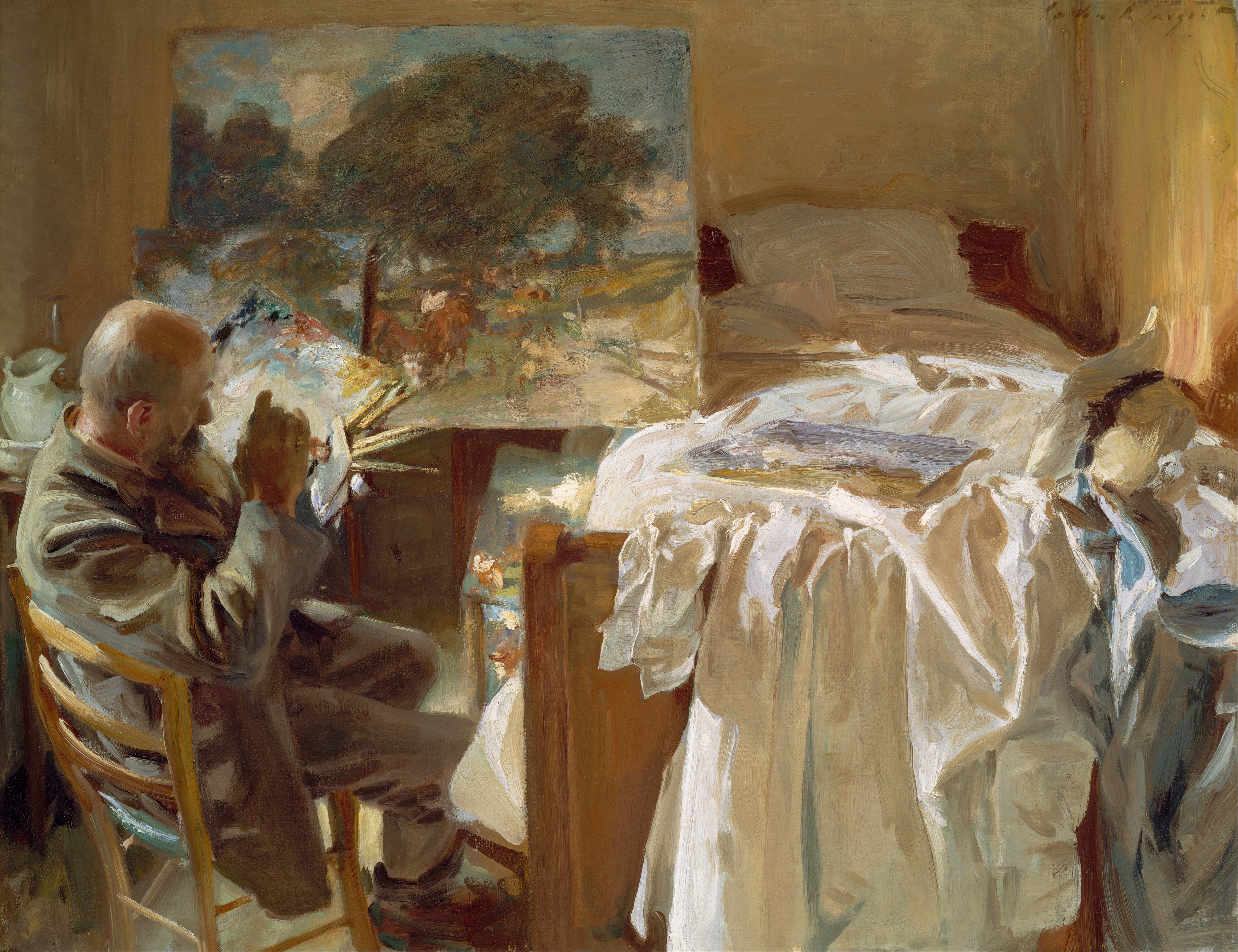 Reproduction du tableau « Un artiste dans son atelier - John Singer Sargent » par Alpha Reproduction en peinture à l’huile