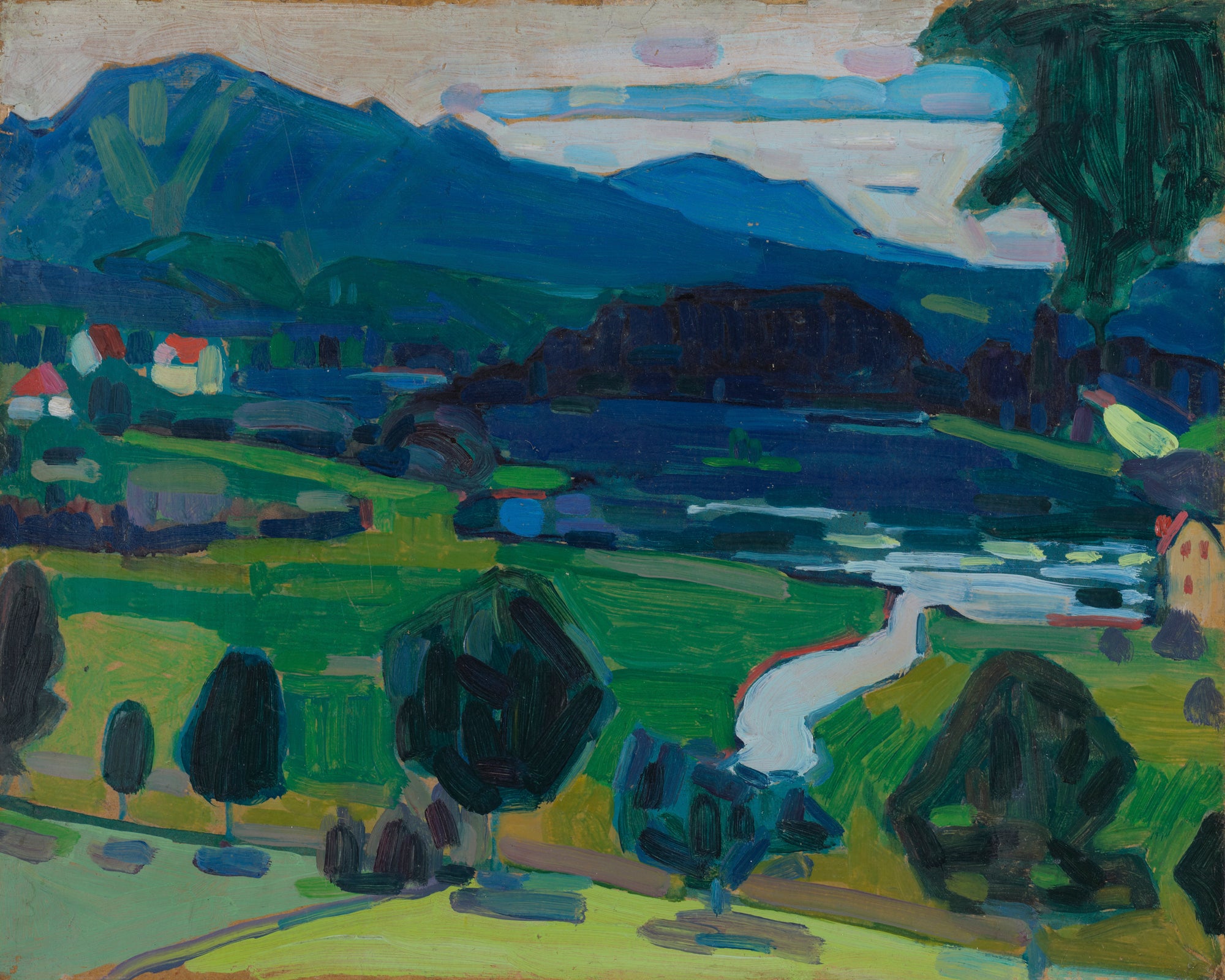 Reproduction du tableau « Murnau - Vue sur le Staffelsee - Vassily Kandinsky » par Alpha Reproduction en peinture à l’huile