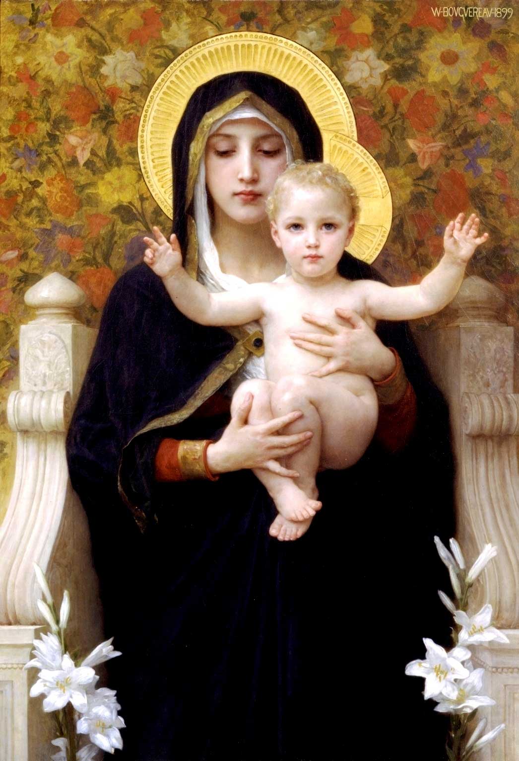 Reproduction du tableau « La Vierge au lys - Bouguereau » par Alpha Reproduction en peinture à l’huile