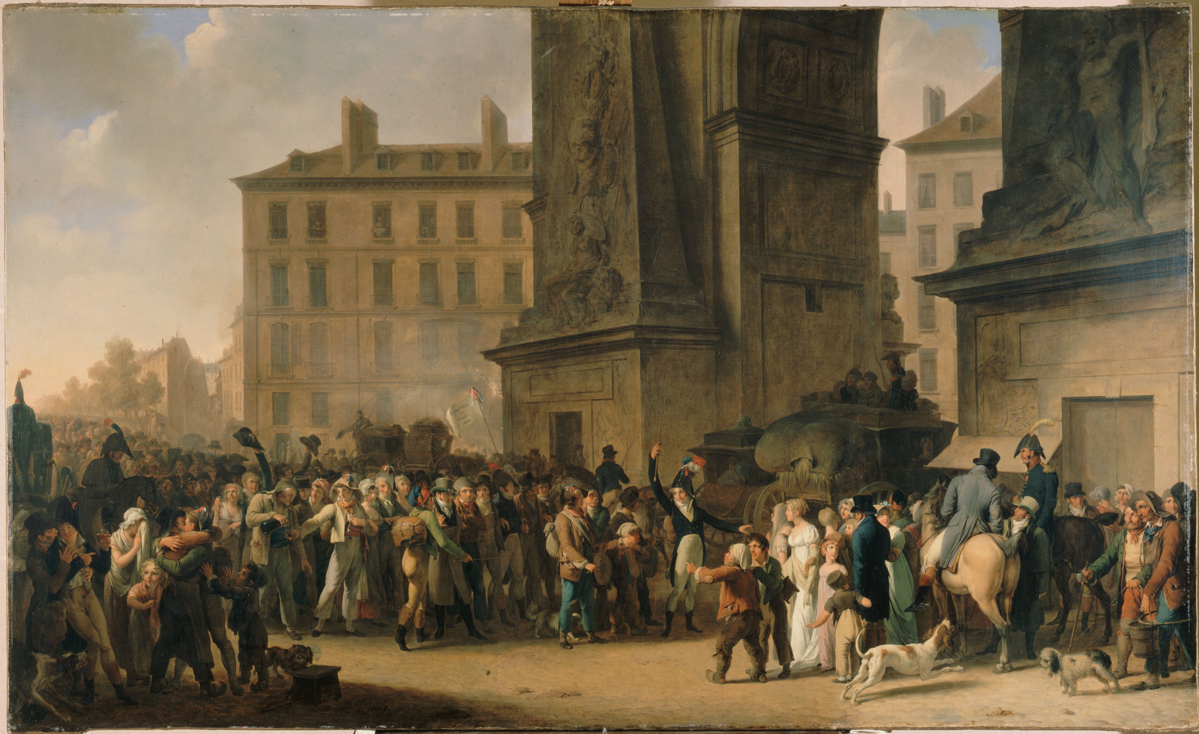 Les Conscrits de 1807 défilant devant la porte Saint-Denis - Louis-Léopold Boilly